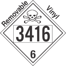 Poison Toxic Class 6.1 UN3416 Removable Vinyl DOT Placard