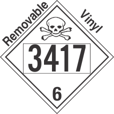 Poison Toxic Class 6.1 UN3417 Removable Vinyl DOT Placard
