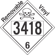 Poison Toxic Class 6.1 UN3418 Removable Vinyl DOT Placard