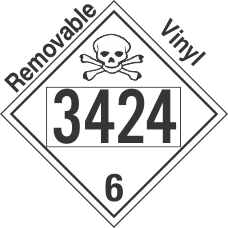 Poison Toxic Class 6.1 UN3424 Removable Vinyl DOT Placard