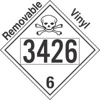 Poison Toxic Class 6.1 UN3426 Removable Vinyl DOT Placard