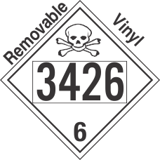 Poison Toxic Class 6.1 UN3426 Removable Vinyl DOT Placard