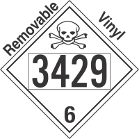 Poison Toxic Class 6.1 UN3429 Removable Vinyl DOT Placard