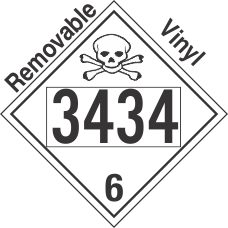Poison Toxic Class 6.1 UN3434 Removable Vinyl DOT Placard
