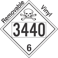 Poison Toxic Class 6.1 UN3440 Removable Vinyl DOT Placard