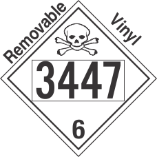 Poison Toxic Class 6.1 UN3447 Removable Vinyl DOT Placard