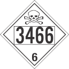 Poison Toxic Class 6.1 UN3466 Removable Vinyl DOT Placard