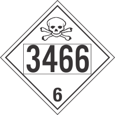 Poison Toxic Class 6.1 UN3466 Removable Vinyl DOT Placard