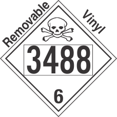Poison Toxic Class 6.1 UN3488 Removable Vinyl DOT Placard