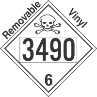 Poison Toxic Class 6.1 UN3490 Removable Vinyl DOT Placard