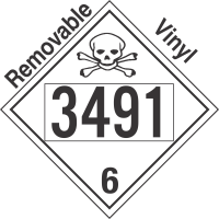 Poison Toxic Class 6.1 UN3491 Removable Vinyl DOT Placard