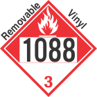 Combustible Class 3 UN1088 Removable Vinyl DOT Placard