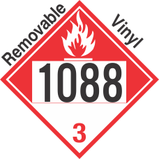 Combustible Class 3 UN1088 Removable Vinyl DOT Placard