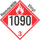 Combustible Class 3 UN1090 Removable Vinyl DOT Placard