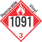 Combustible Class 3 UN1091 Removable Vinyl DOT Placard