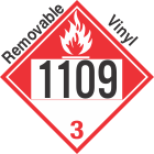 Combustible Class 3 UN1109 Removable Vinyl DOT Placard