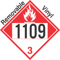 Combustible Class 3 UN1109 Removable Vinyl DOT Placard