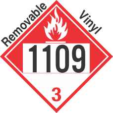 Combustible Class 3 UN1109 Removable Vinyl DOT Placard
