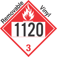 Combustible Class 3 UN1120 Removable Vinyl DOT Placard