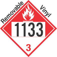 Combustible Class 3 UN1133 Removable Vinyl DOT Placard