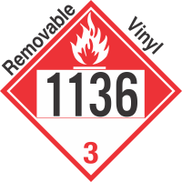 Combustible Class 3 UN1136 Removable Vinyl DOT Placard