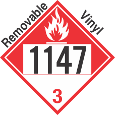 Combustible Class 3 UN1147 Removable Vinyl DOT Placard