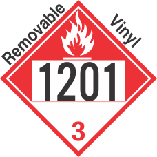 Combustible Class 3 UN1201 Removable Vinyl DOT Placard