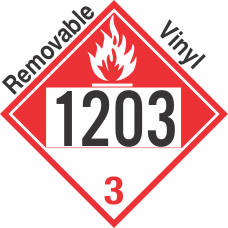 Combustible Class 3 UN1203 Removable Vinyl DOT Placard