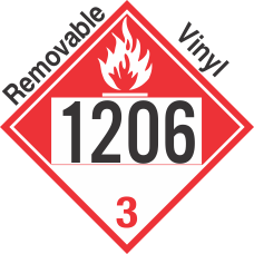Combustible Class 3 UN1206 Removable Vinyl DOT Placard