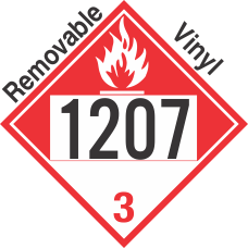 Combustible Class 3 UN1207 Removable Vinyl DOT Placard