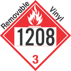 Combustible Class 3 UN1208 Removable Vinyl DOT Placard