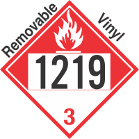 Combustible Class 3 UN1219 Removable Vinyl DOT Placard