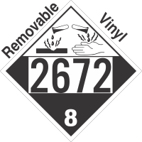 Corrosive Class 8 UN2672 Removable Vinyl DOT Placard