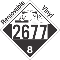 Corrosive Class 8 UN2677 Removable Vinyl DOT Placard