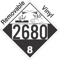 Corrosive Class 8 UN2680 Removable Vinyl DOT Placard