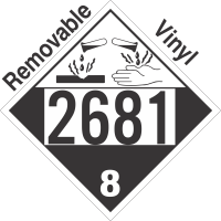 Corrosive Class 8 UN2681 Removable Vinyl DOT Placard