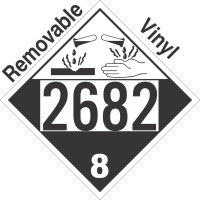 Corrosive Class 8 UN2682 Removable Vinyl DOT Placard