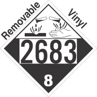 Corrosive Class 8 UN2683 Removable Vinyl DOT Placard