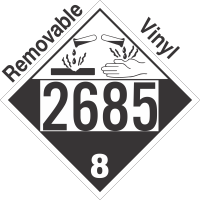 Corrosive Class 8 UN2685 Removable Vinyl DOT Placard