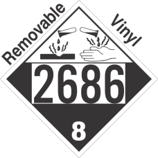 Corrosive Class 8 UN2686 Removable Vinyl DOT Placard