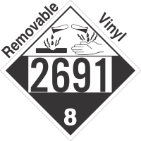 Corrosive Class 8 UN2691 Removable Vinyl DOT Placard