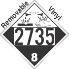 Corrosive Class 8 UN2735 Removable Vinyl DOT Placard