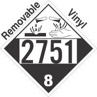 Corrosive Class 8 UN2751 Removable Vinyl DOT Placard