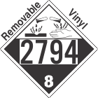 Corrosive Class 8 UN2794 Removable Vinyl DOT Placard