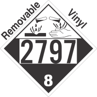 Corrosive Class 8 UN2797 Removable Vinyl DOT Placard