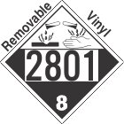 Corrosive Class 8 UN2801 Removable Vinyl DOT Placard