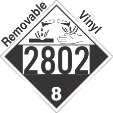 Corrosive Class 8 UN2802 Removable Vinyl DOT Placard