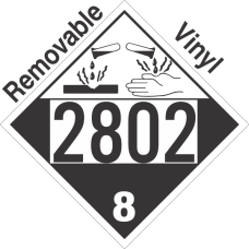 Corrosive Class 8 UN2802 Removable Vinyl DOT Placard