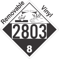 Corrosive Class 8 UN2803 Removable Vinyl DOT Placard