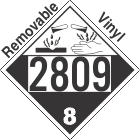 Corrosive Class 8 UN2809 Removable Vinyl DOT Placard